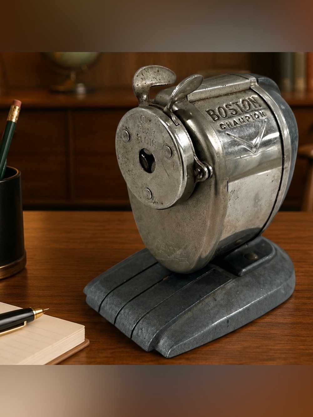 Vintage Boston Champion Desk Mount Pencil Sharpener Metal Crank USA